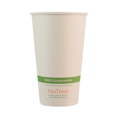 WORLD CENTRIC NoTree Paper Hot Cups, 16 oz, Natural, PK1000 CUSU16